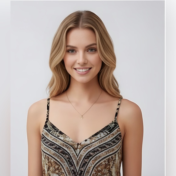 Boho Floral Print Drawstring Waist Fringed Ruffle Hem Cami Dress - Picture 2 of 11